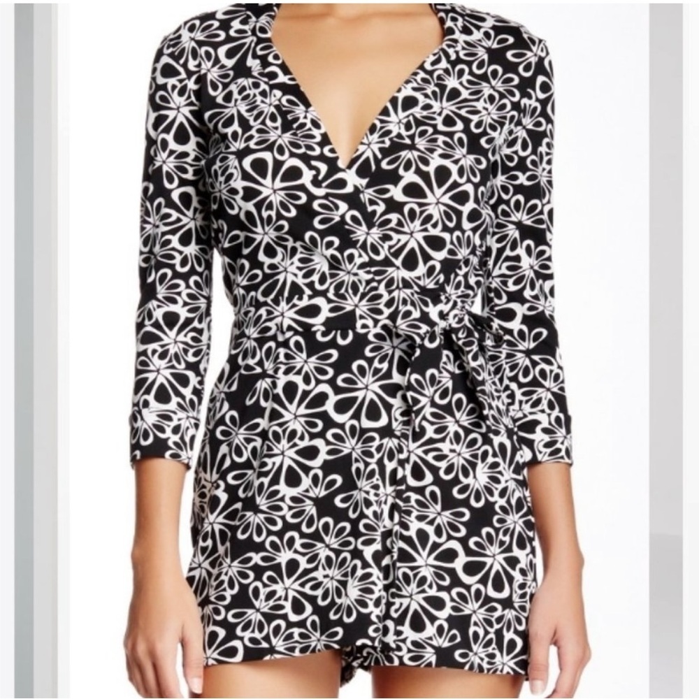 DVF Celeste Romper Black White Print